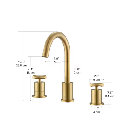 Ancona Ava 8-inch Widespread Cross 2-Handle Bathroom Faucet in Titanium Gold