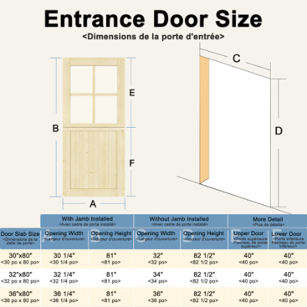 Ark Design 32 in. x 80 in. Solid Pine Universal 4 Lite Clear Glass Unfinished Dutch Door Design Wood Front Door Slab (New)