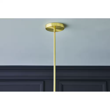 GlucksteinElements Ashbury 6-Light Brushed Brass Cylinder Pendant Adjustable Length Chandelier Reeded Clear Glass (New)