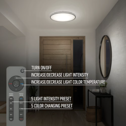 Artika Athos 21-inch 1-light Modern Metallic Silver Dimmable Integrated LED Ceiling Flush mount Light (New)