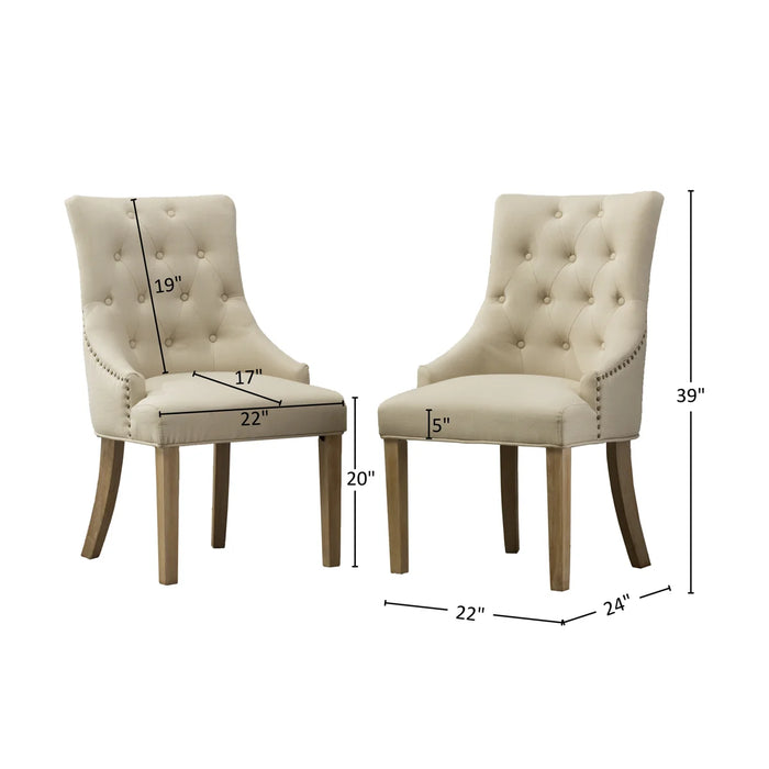 Authement Tufted Arm Chairs - Upholstery Colour Tan - C169TA - Set of 2