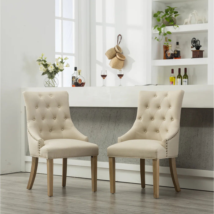 Authement Tufted Arm Chairs - Upholstery Colour Tan - C169TA - Set of 2