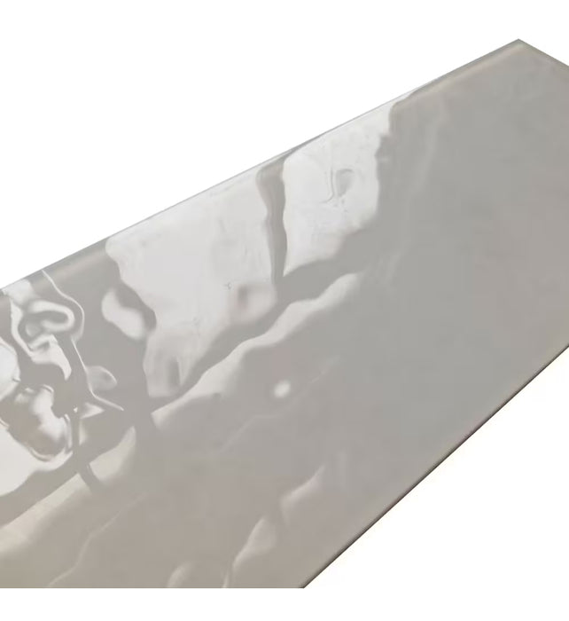 LuxySplash Soft Grey Textured Glass Subway Wall Tile 4" x 12 (New)
