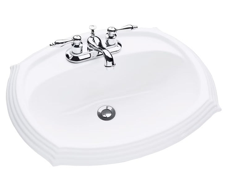 Regent Oval Drop-In Bathroom Sink in White (new)
