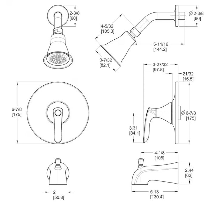 Pfister Weller Single Handle Round Wall Mount Tub and Shower Faucet Kit with Rain Shower Head in Chrome (Valve Not Incl.) New*