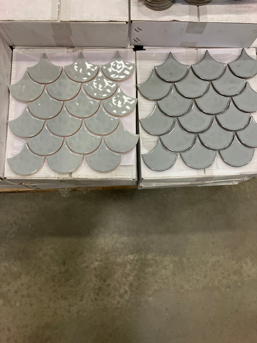 Ash Fish Scale  Mosaic(Dark Grey)/ Fan Fish Scale Mosaic (Light Grey)