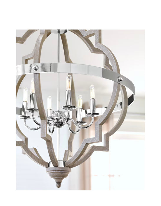 Generation Lighting Socorro 60w. 6-Light Washed Pine Hall / Foyer (new)