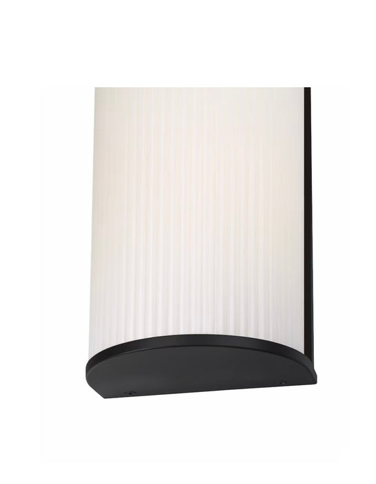 GlucksteinElements Massey 1-Light 12-inch H Integrated LED Outdoor Wall Sconce Light Black Metal Finish with Opal Ribbed Glass (new)