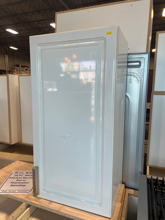 White Kitchen Beveled Cabinets