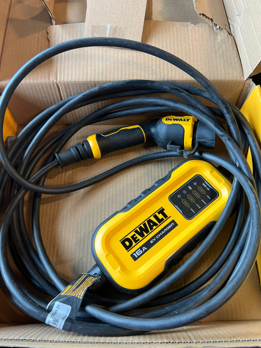 DEWALT Level 2, Heavy-Duty Portable Electric vehicle Charger, 16 Amp, 120/240 VAC 3.84 Kw, 25ft. Cord (used missing pieces)