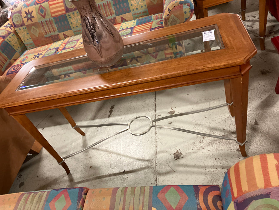 Glass top console table (used)