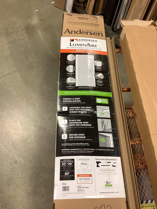 Andersen LuminAire 32-inch to 36-inch W x 80-inch H White Retractable Screen for Single Entry Door