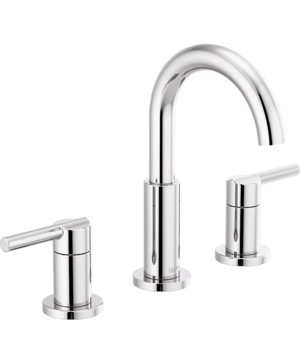 Delta Nicoli J-Spout 8 in. Widespread Two-Handle Bathroom Faucet in Chrome (new)