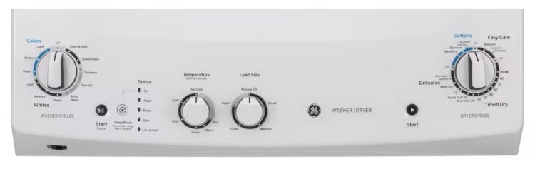 GE 27-Inch 4.4 cu. ft. (IEC) Spacemaker Unitized Apartment Size Stacked Washer and 5.9 cu. ft. Dryer Laundry Centre in White (Used)