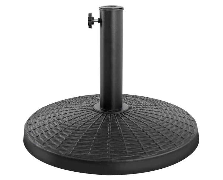 Nuu Garden Black Resin and Concrete Outdoor 22 lb. 18'' Round Patio Umbrella Base, for Φ1.5'' Umbrella Poles