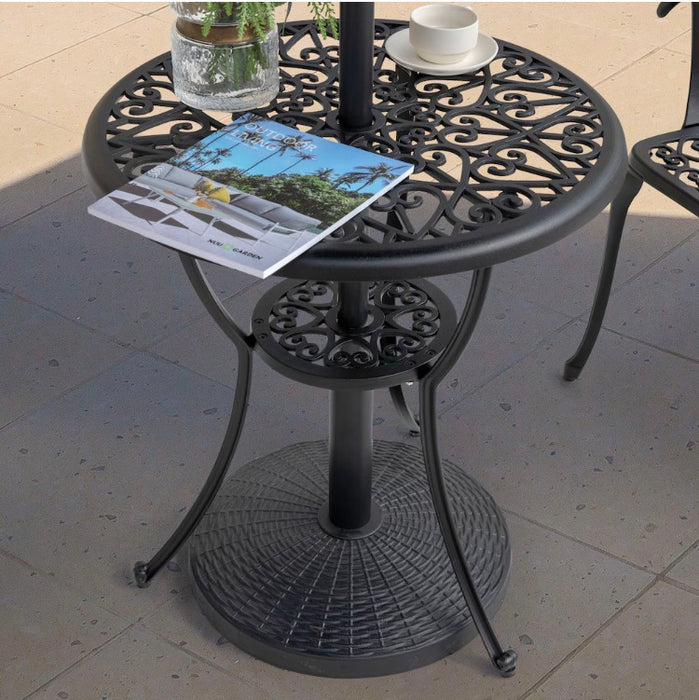 Nuu Garden Black Resin and Concrete Outdoor 22 lb. 18'' Round Patio Umbrella Base, for Φ1.5'' Umbrella Poles