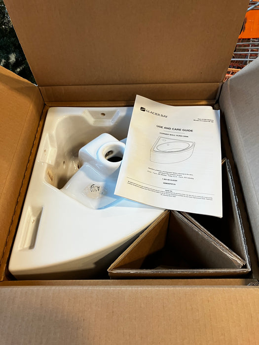 Glacier Bay Rounded Corner Sink with Single Hole Drilling in White