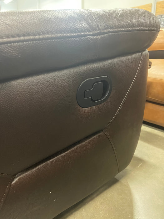 Brown Leather Reclining Loveseat