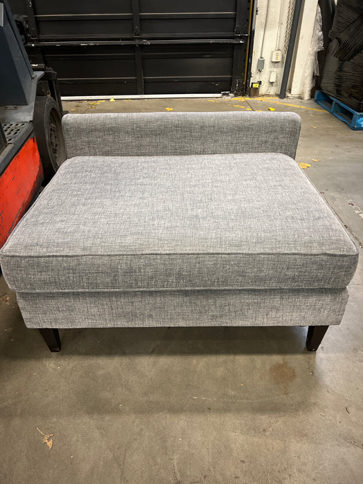 Grey Fabric Ottoman with Low Back