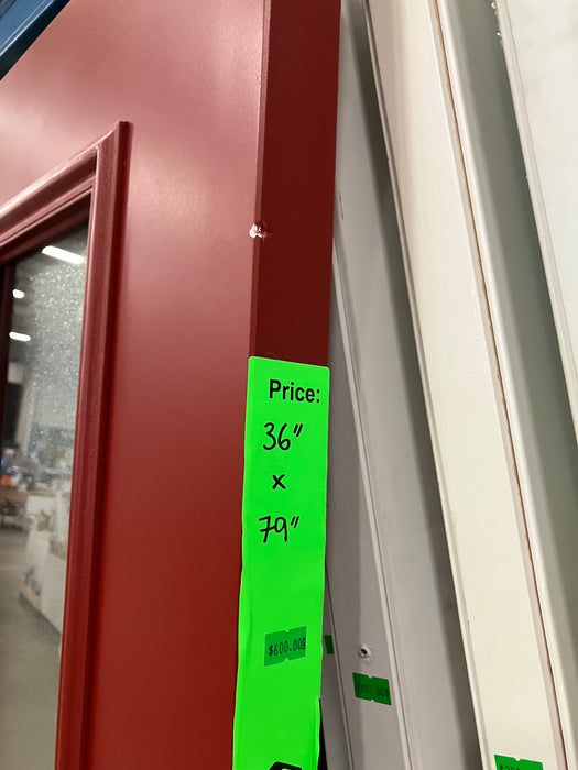 Red Exterior Door With Frosted Glass (new)