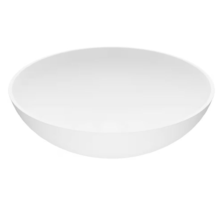 VIGO Lotus 16"L x 16"W x 5"H Modern Matte Stone Round Vessel Bathroom Sink in White (New)