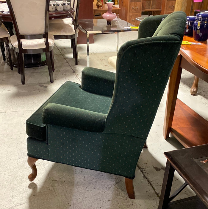 Green Velvet Winged Armchair