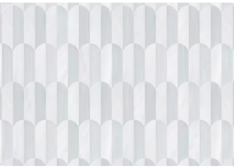 Anatolia 2.75-inch x 5.4-inch Nuovo Frost Scallop Polished Marble Mosaic (New)
