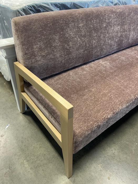 Commercial Grade Rose Velvet Bench Sofa (used)