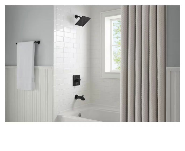 Modern Single-Handle 1-Spray Tub and Shower Faucet in Matte Black, Valve Included (New)