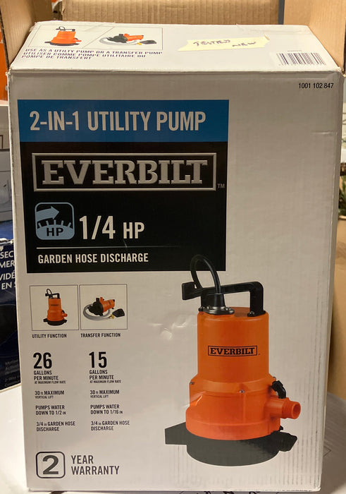 Everbilt 1/4 HP 2-in-1 Utility Pump(New)