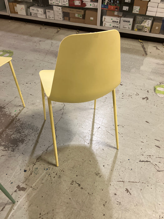Modern plastic dining chair with metal legs