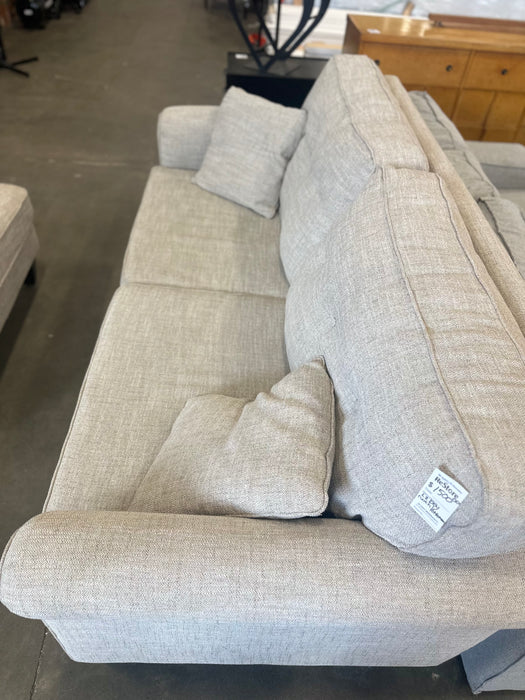 Modern Light Gray Fabric Sofa with Matching Footrest (Lightly Used)