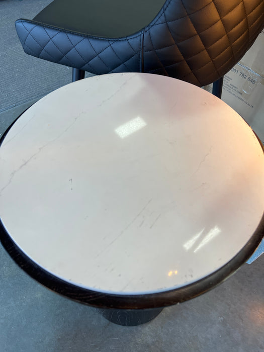 Modern Dark Wood Side Table with Stone Top (used)