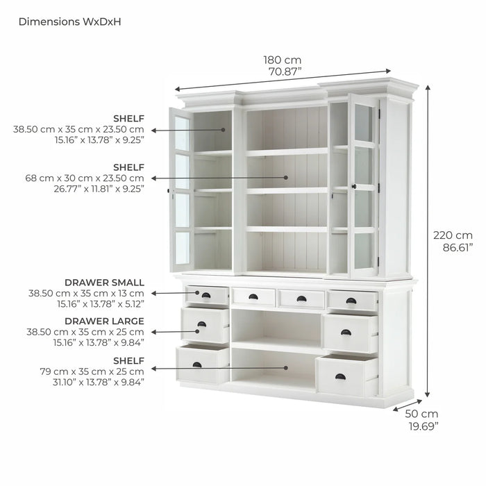 Halifax Library Hutch Unit with Basket Set in Classic White (new)
