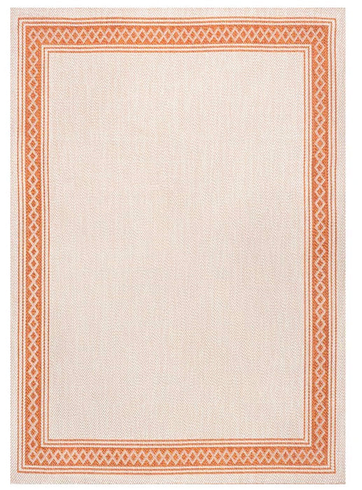 JONATHAN Y Lucia Classic Diamond Border Cream/Orange 4 ft. x 6 ft. Indoor/Outdoor Area Rug