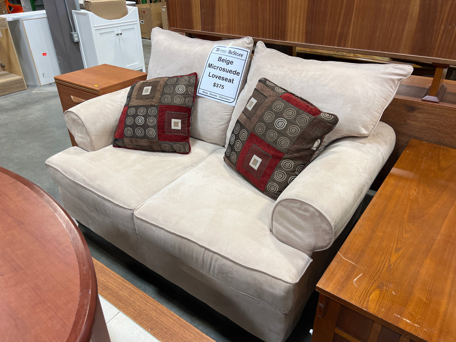 Beige Microsuede Loveseat (used)