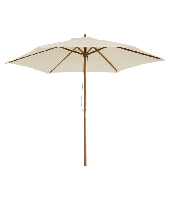 Outsunny Wood Patio Umbrella Round Garden Parasol with Bamboo Ribs, Cream White (new)