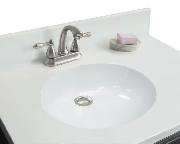 Magick Woods 25 inch W x 19 inch D White Vanity Top with Oval Non-recessed Bowl (new)