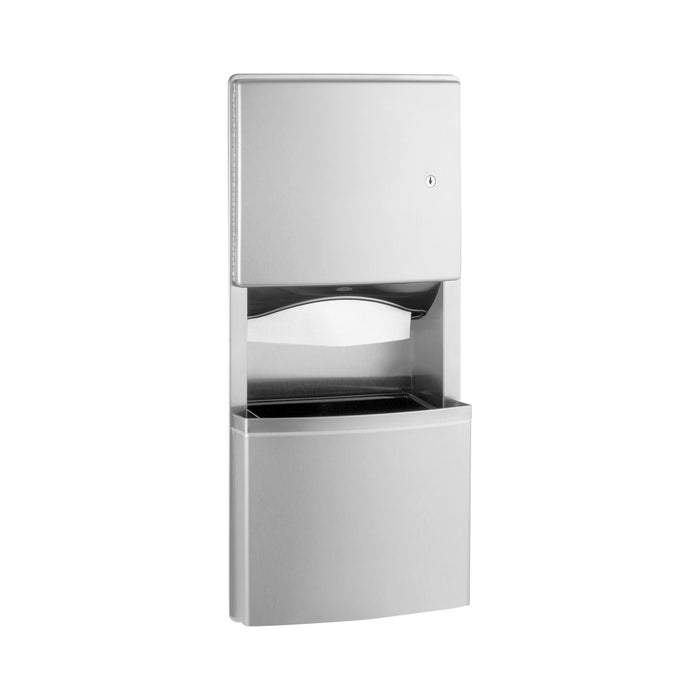 Bobrick B-4369 Recessed Paper Towel Dispenser and Waste Receptacle, Satin Finish, 3-Gallon Waste (New)