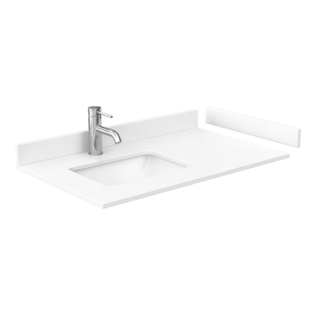 Wyndham Collection Beckett 36 in. White Single Vanity, White Cultured Marble Top, Square Sink, Black Trim (New)