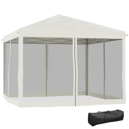 Outsunny 10' X 10' Pop Up Canopy Tent Gazebo in Beige (New)