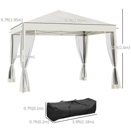 Outsunny 10' X 10' Pop Up Canopy Tent Gazebo in Beige (New)