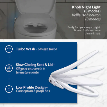 Bemis Electric Slow Close Plastic Bidet Seat for Round Toilets in White (New)