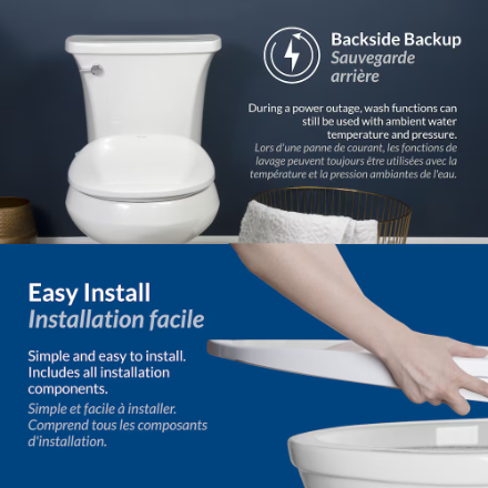 Bemis Electric Slow Close Plastic Bidet Seat for Round Toilets in White (New)