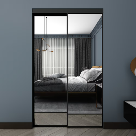 TRUporte 48 x 80 1/2 Black Sliding Closet Mirror Door (New)