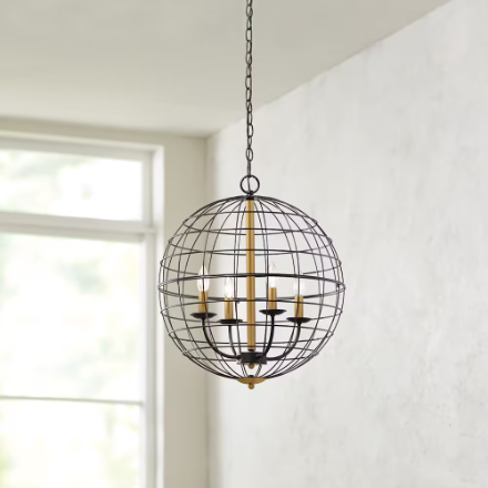 20-inch 4-Light Black and Gold Pendant (New)