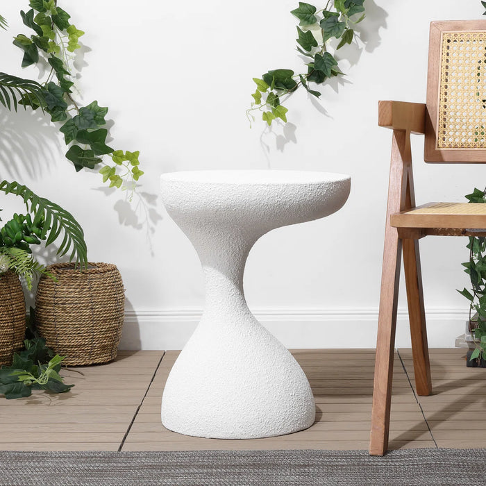 Boracay 19.75" Modern Minimalist Indoor Outdoor Resin Drink Table - Colour Frosted White - TBL1110C