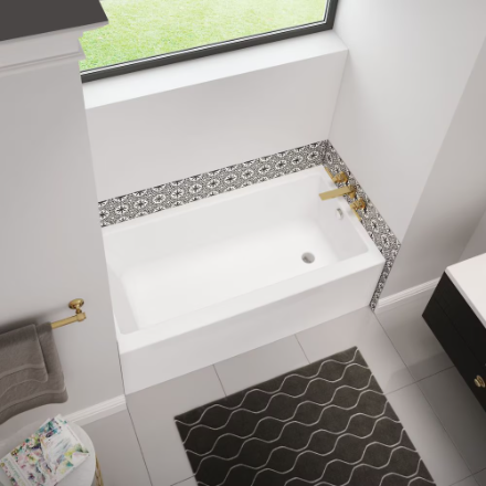 MAAX Bosca 60L x 32W x 20H Acrylic Alcove Bathtub with 14-inch Soaking Depth & Above-The-Floor-Rough, Right Drain