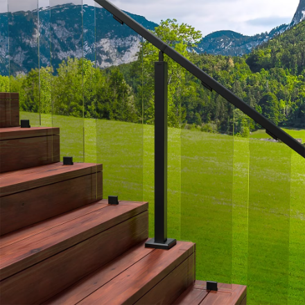 Peak MountainView Glass Deck Railing Stair Rail Bracket in Matte Black Stainless Steel (New)