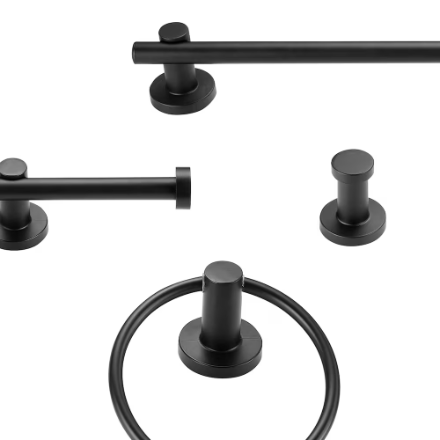 Globe Electric Brooklyn 5-Piece Matte Black Bathroom Set with 3-Light Vanity Light (New)